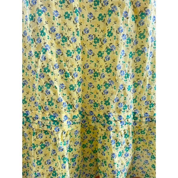 Talbots Dress Size S Yellow Smocked Voile Floral Fit & Flare Belted Romantic - Picture 9 of 15